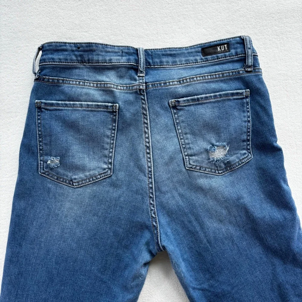 Kut from the Kloth Reese Ankle Straight Leg Jeans Women 10 Blue High Rise Button